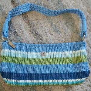 Lina Blue and Green Knit Shoulder Bag